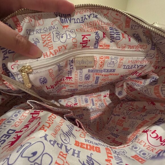 Kipling Nicole Beige/Cream Perforated Satchel Bag - New Condition - Picture 7 of 12